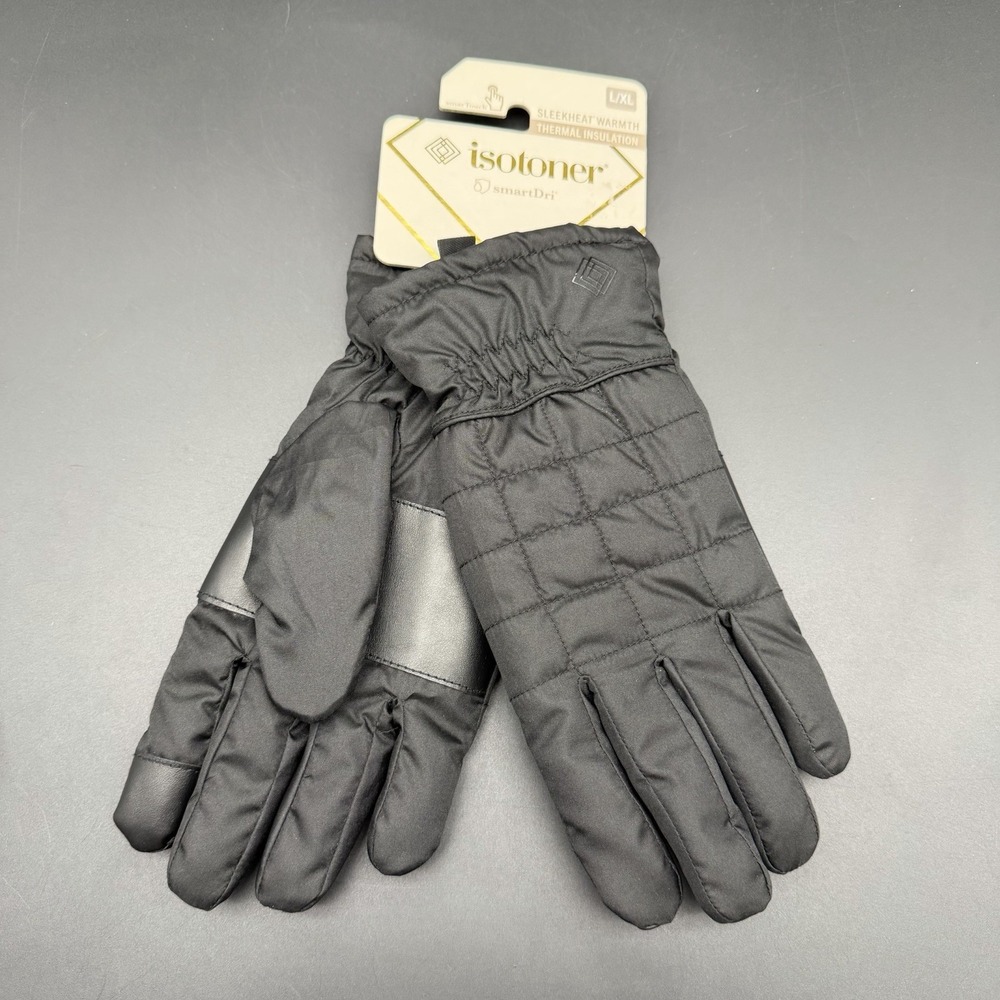 New Isotoner Women's SleekHeat Black Winter Gloves L/XL smartDri smarTouch